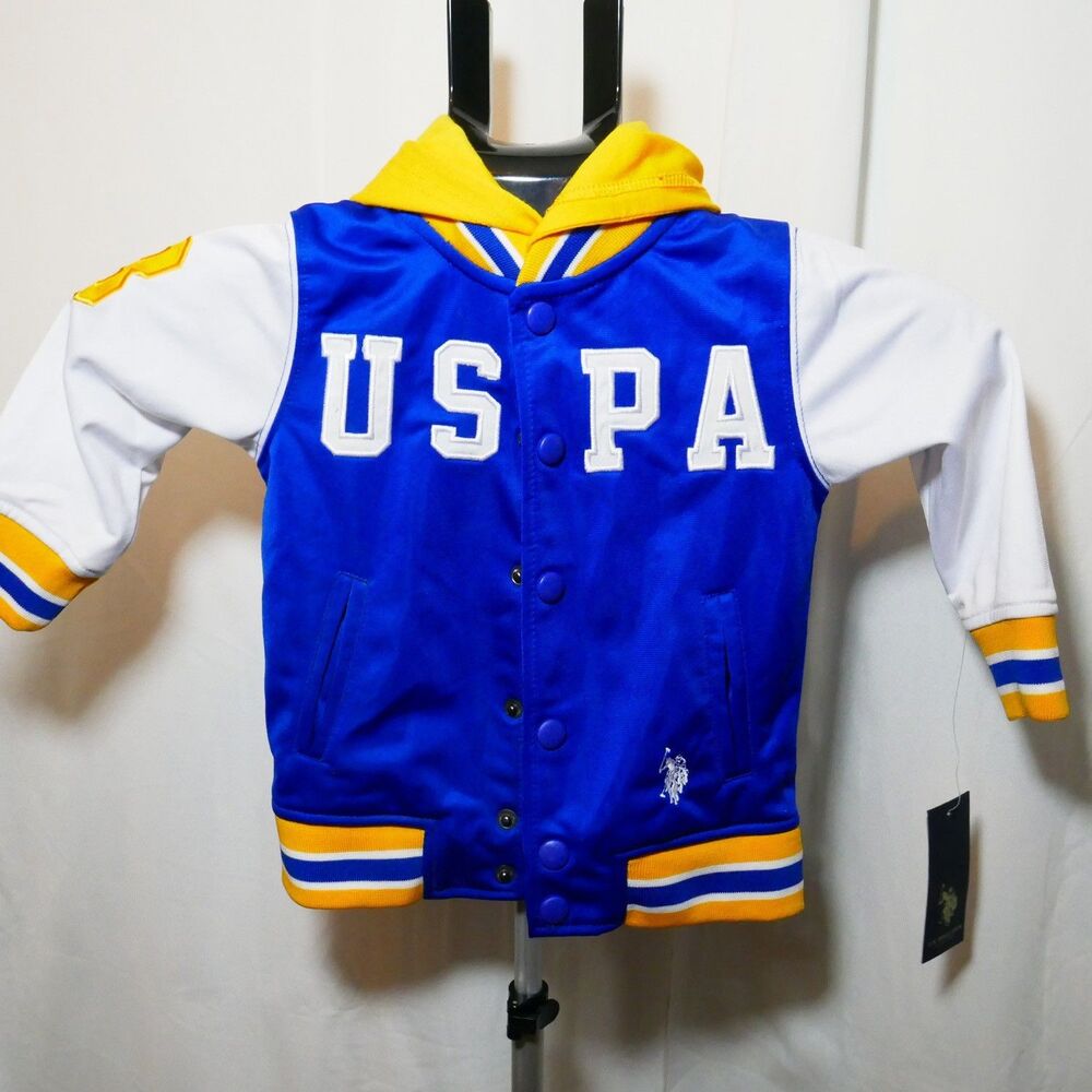 Infant Boy's U.S. Polo Assn. Blue Yellow White Zippered Jacket 2T